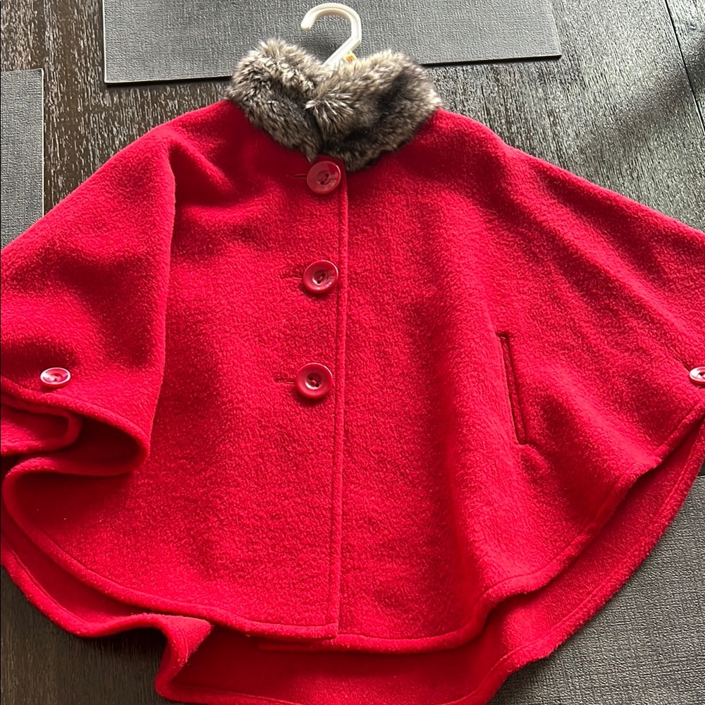 Girls red winter cape size 2/3